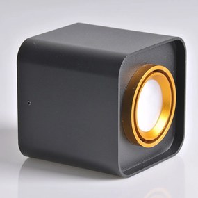 Povrchové stropné svietidlo EGER 1xGU10 Tuba Spot Square Moving Black and Gold GOLDLUX