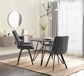 Jedálenská stolička Lewes - zamat - Tmavo sivá