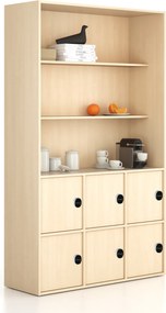 Kancelárska skriňa FRAME, 6x dvere, 2x polica, 1299 x 450 x 2162 mm, RFID zámok, breza