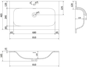 Mexen Rivel, kúpeľňová skrinka 80 cm s umývadlom Vela, 1 zásuvka, drážkovaná, biela matná, 91A20-08023-1-BF01-W23M01