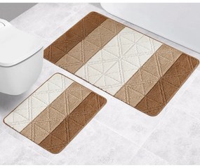 Bellatex Sada kúpeľňových predložiek bez výkroja Bany Trojuholníky hnedá, 60 x 100 cm, 60 x 50 cm