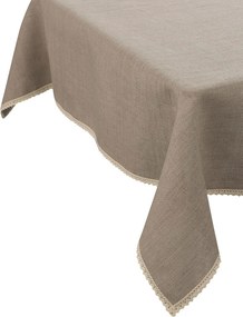 Ľanový obrus s čipkou farba produktu béžová látka polopriehľadný, zapletaná
