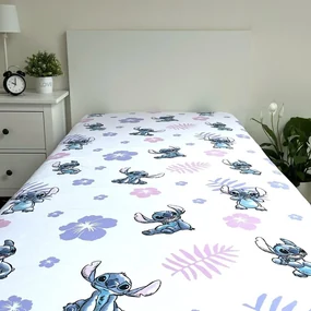 Napínacia bavlnená detská plachta na jednolôžko 90x200 cm Lilo and Stitch – Jerry Fabrics