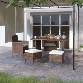 4-dielna záhradná súprava stoličiek a podnožiek polyratan hnedá 310613