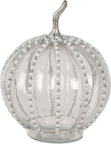 Transparentná sklenená tekvica Pumpkin s korálkami - 20*27 cm