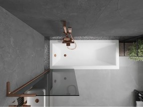 Mexen Next L, 1-krídlová vaňová zástena 60 x 150 cm, 6mm šedé sklo, ružové zlato profil, 895-060-000-03-40-60