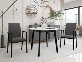 Rozkladací jedálenský stôl s 2 stoličkami - AL25, Morenie: biela/čierna, Poťahové látky: Kronos 22