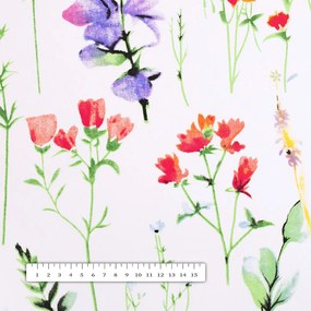 Biante Bavlnený behúň na stôl Sandra SA-492 Kvetovaná lúka na bielom 45x180 cm