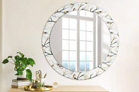 Okrúhle ozdobné zrkadlo Vrabci vetvy vtákov fi 70 cm