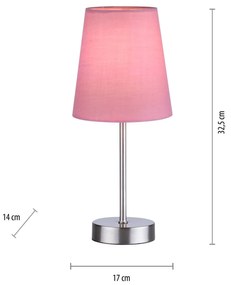 Stolová lampa Heinrich s látkovým tienidlom ružová