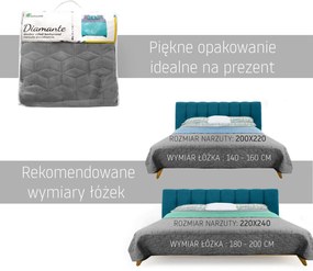 Tutumi Diamante, obojstranný prešívaný prehoz na posteľ 220x240 cm, svetlá šedá-zelená, NAZ-00714