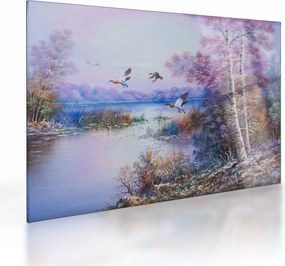 Sklenený obraz - Prichádza jeseň, olejomaľba (70x50 cm)