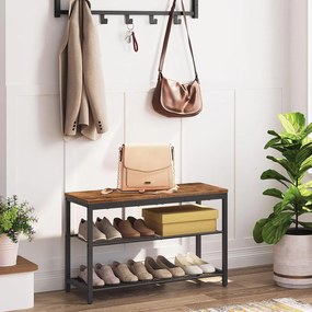 Botník s lavicí Vasagle Arvel 75 cm černý/hnědý