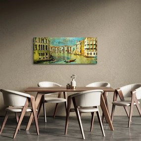 Obraz - Benátsky kanál a gondoly (120x50 cm)