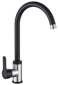 Invena Iron, stojanková drezová batéria, čierna-oceľová, INV-BZ-53-L04-L