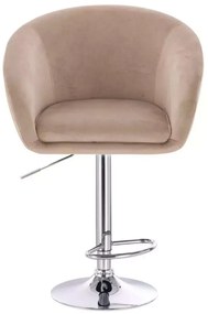 LuxuryForm DESIGN Barová stolička VENICE VELUR na striebornom tanieri - latte