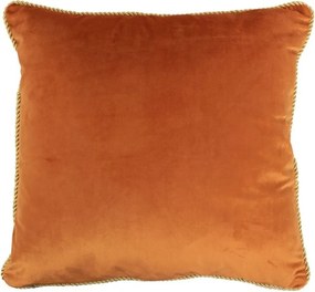 Oranžový zamatový vankúš obšitý krúteným zlatým povrázkom Velvet black - 45*10*45cm