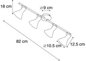 Moderné bodové svetlo čierne so zlatom 4-svetlo - Magno