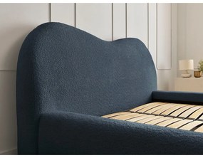 Tmavomodrá čalúnená dvojlôžková posteľ s úložným priestorom s roštom 180x200 cm Orlane – Bobochic Paris