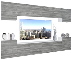 Obývacia stena Belini Premium Full Version šedý antracit Glamour Wood+ LED osvetlenie Nexum 71
