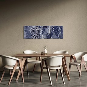Obraz - Modré zebry (s hodinami) (90x30 cm)