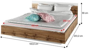 Spálňový komplet (posteľ 180x200 cm) Gaila New (dub wotan + biela). Vlastná spoľahlivá doprava až k Vám domov. 1064621