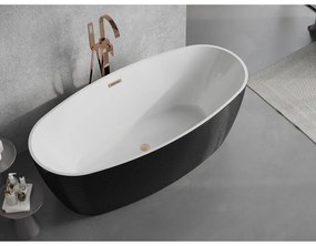 Mexen Lira, voľne stojaca vaňa, vzor, 170 x 80 cm, biela-čierna, medený matný prepad, 52831708075-65
