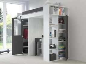 Poschodová posteľ 90 cm Vivian (L) (s roštom) (dub craft + grafit). Vlastná spoľahlivá doprava až k Vám domov. 1048520