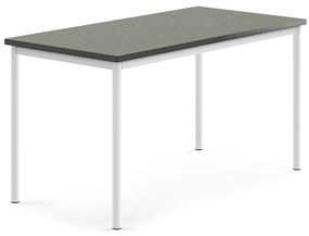 Stôl SONITUS, 1400x700x720 mm, linoleum - tmavošedá, biela