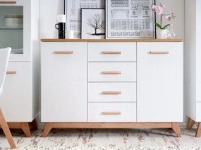 Komoda FELISIA biely prírodný dub 130 cm