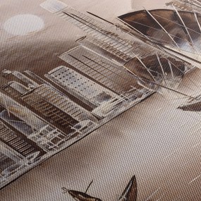 Obrázok - Victoria Harbor, Hong Kong, sépiový efekt (120x50 cm)