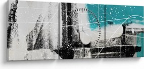 Obraz - Tyrkysová abstrakcia (s hodinami) (90x30 cm)