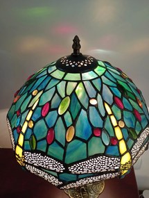 Tiffany stolná lampa Dragonflyazur 127Huizhou Oufu Lighting v48xš30,sklo/kov,40W