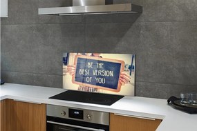 Sklenený obklad do kuchyne doska nápis 140x70 cm