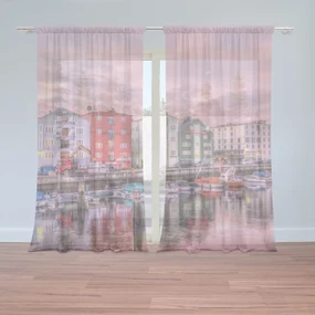 Sablio Záclony Barevné Domčeky na Pobrežie: 2ks 150x250cm