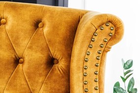 Invicta Interior -  Kreslo CHESTERFIELD 85cm, horčicovo žlté, zamat
