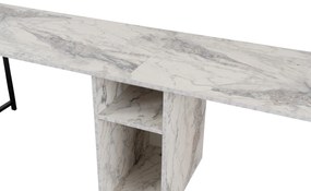 Kancelářská sestava pro 2 osoby TWIN bílý mramor/černá