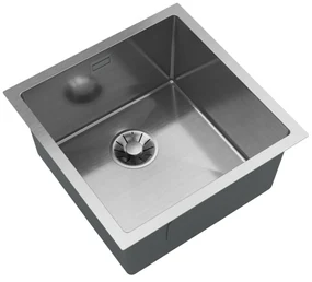Gamma Gamma, 1-komorový oceľový drez 438x438x215 mm, brúsená oceľ, GMA-S4444-CH