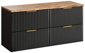 Závesná skrinka Casad Príroda s doskou 120 cm čierna/dub wotan