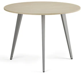 Konferenčný stôl PRIMO VIBE, priemer 100 cm, sivostrieborná podnož, breza
