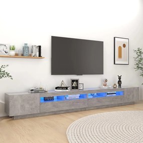 TV skrinka s LED svetlami betónovo-sivá 300x35x40 cm