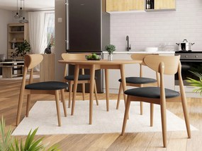 Okrúhly stôl Vidariko FI 100 so 6 stoličkami ST80 01, Dostupné poťahy: Magic Velvet 2219, farebné prevedenie stola v dreve: Prírodná, farebné prevedenie stoličky v dreve: Prírodná