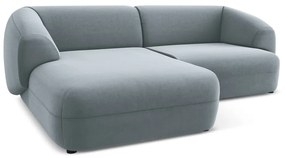 Svetlomodrá zamatová rohová pohovka (ľavý roh) Moana – Makamii