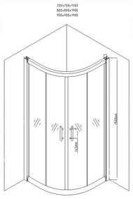 MEXEN RIO sprchovací kút štvrťkruh 80x80x190 cm 5mm chróm-číre 863-080-080-01-00 - MEXEN