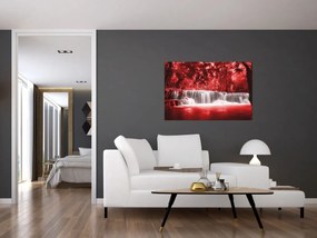 Obraz - Červený, vodopád (90x60 cm)