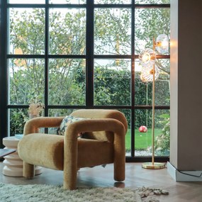 Art Deco stojaca lampa zlatá so sklom 3-svetlo - Ayesha