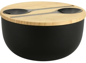 Kesper 58470 Salátová miska s príborom abambusovým vekom 24 cm, čierna
