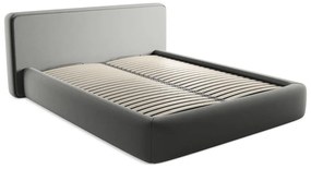 Sivá čalúnená dvojlôžková posteľ s úložným priestorom s roštom 160x200 cm Kiana – Makamii