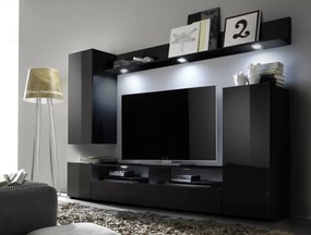 LIONE 1 moderná obývacia zostava, čierna/čierny lesk