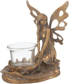 Zlatý antik svietnik Vidia s anjelom - 15*10*16 cm